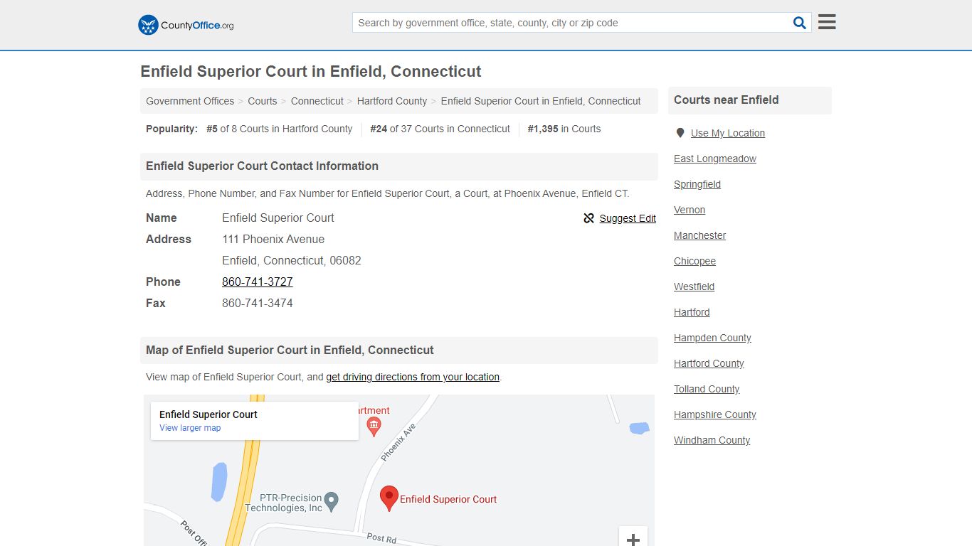 Enfield Superior Court - Enfield, CT (Address, Phone, and Fax)